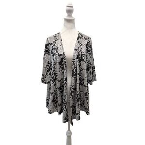 Knox Rose Womens M Silver Velvet Burnout Floral Kimono Cardigan Boho Goth